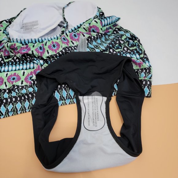 Chenghe Women's Bandeau Blouson Tankini Top High Waisted  Bottom two pieces - Picture 9 of 10